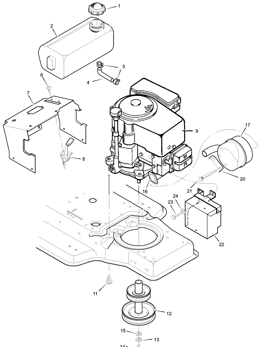 Engine Mount Diagram and Parts List for 387000X00A 2003 Briggs and Stratton Lawn Tractor